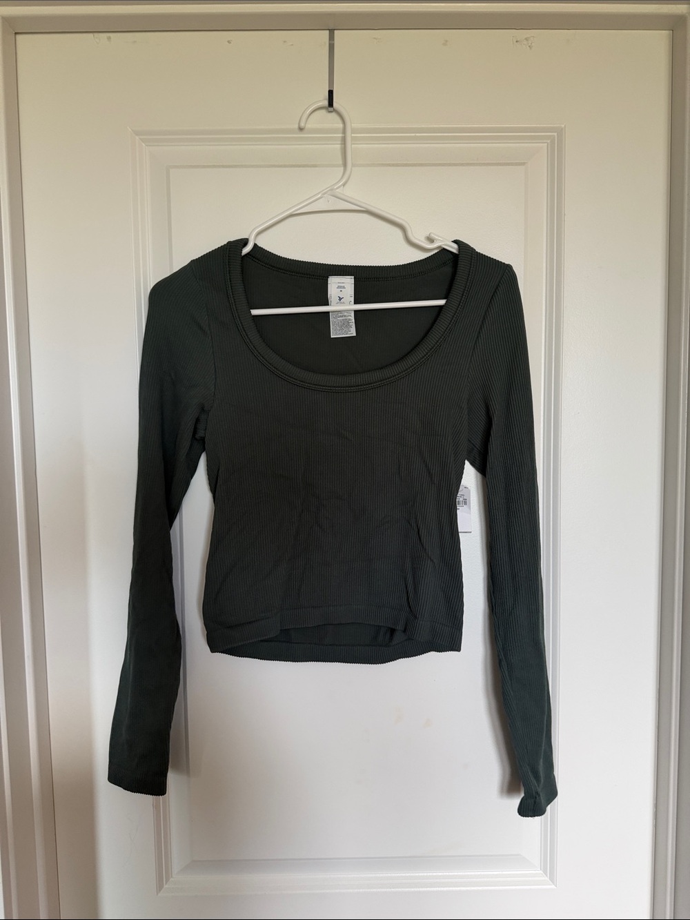 Old Navy Ribbed Scoop Neck Long Sleeve Top - Dark Green